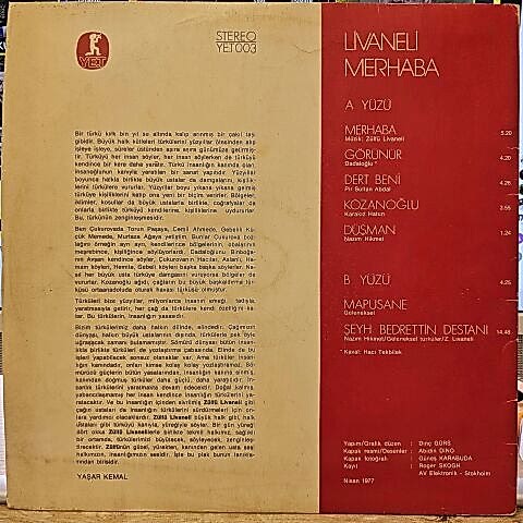 Zülfü Livaneli – Merhaba LP PLAK